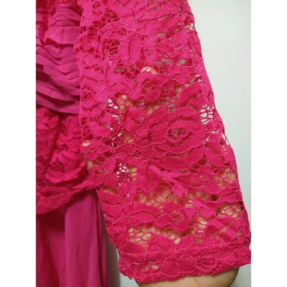 Maxi Pink Laxe/Chiffon Dress, zipper back, non stretch, size XL - Picture 4 of 7